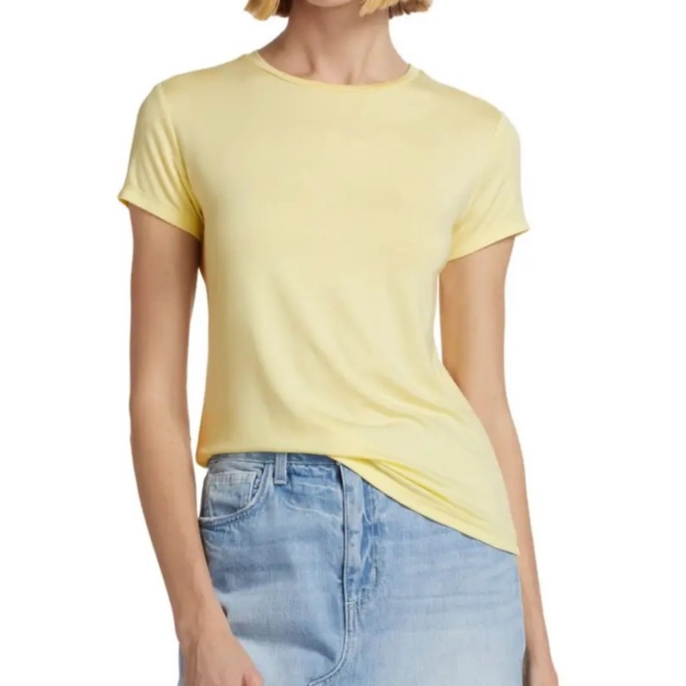 L'AGENCE Short Sleeve Tee in Pale Yellow